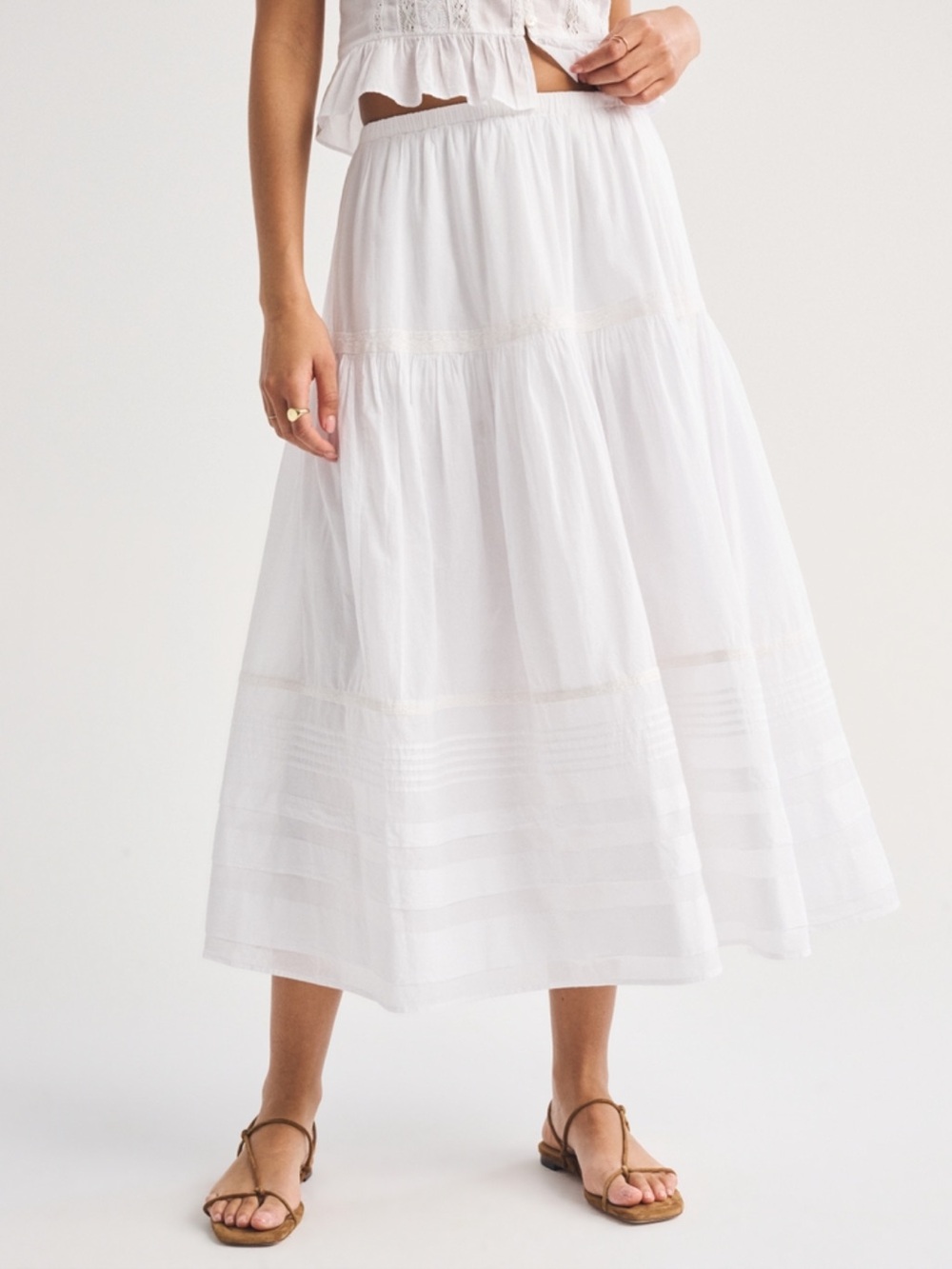 Abercrombie Boho White Maxi Skirt XS